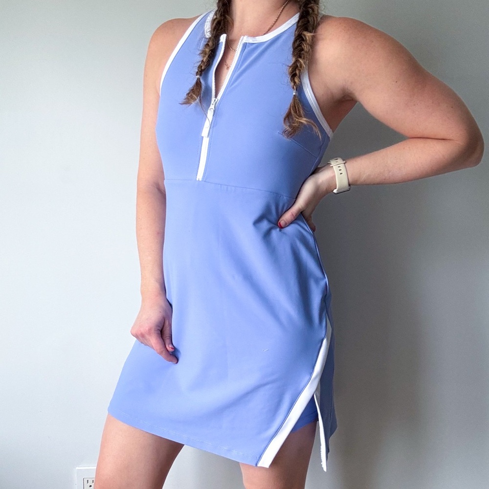 Blue Quarter zip Athletic Dress